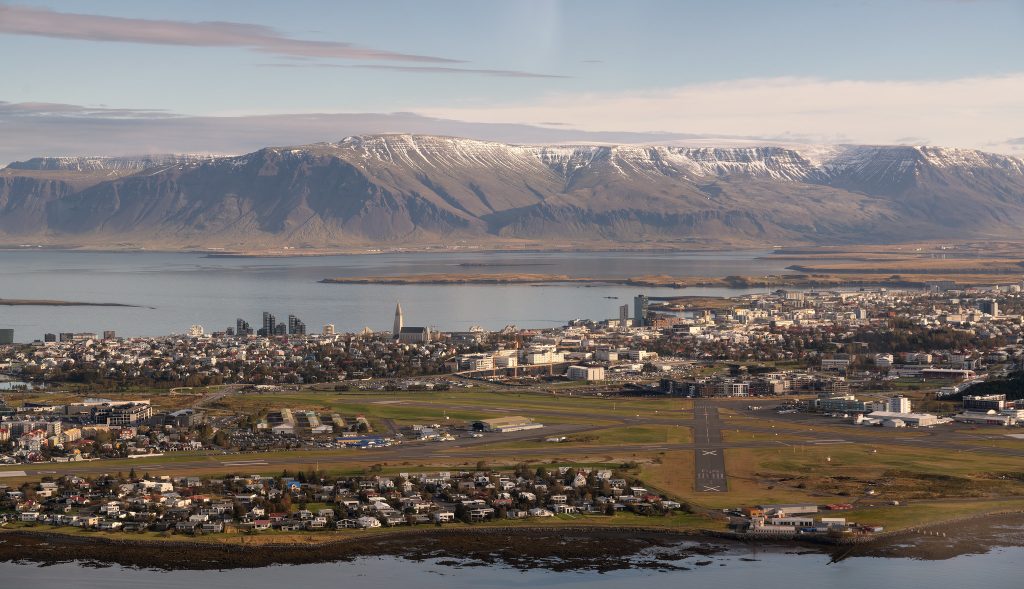 Vista aerea de Reykjavik, Islandia